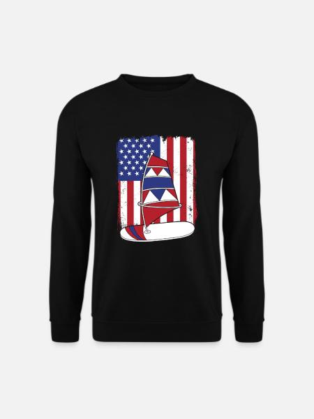 Windsurfing American Flag Wellenreiter Surfer - Unisex Sweatshirt - black