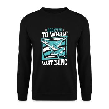 Accro à l'observation des baleines Cétacé Cachalot Baleine - Sweat-shirt Unisexe - noir - Devant - Alina (178cm) & Michal (187cm)
