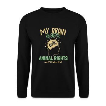 My Brain is 95% Animal Rights Plant-Based Vegan - Unisex Sweatshirt - black - Front - Alina (178cm) & Michal (187cm)