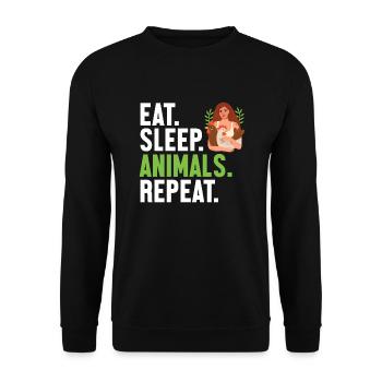 Eat Sleep Animals Repeat Vegan Vegans Veganism - Unisex Sweatshirt - black - Front - Alina (178cm) & Michal (187cm)