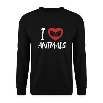 Ich liebe Tiere Pflanzliche Veganer Veganer Veganismus - Unisex Pullover - Schwarz - Vorne - Alina (178cm) & Michal (187cm)
