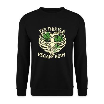 Yes This Is A Vegan Body Plant-Based Vegan - Unisex Sweatshirt - black - Front - Alina (178cm) & Michal (187cm)