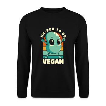 Ha-Pea To Be Vegan Vegans Plant-Based Vegan - Unisex Sweatshirt - black - Front - Alina (178cm) & Michal (187cm)