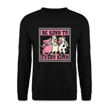 Be Kind To Every Kind Vegan Vegans Plant-Based - Unisex Sweatshirt - black - Front - Alina (178cm) & Michal (187cm)