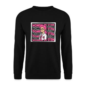 Frauen im MINT-Bereich MINT-Wissenschaftlerin stärkt Frauen - Unisex Pullover - Schwarz - Vorne - Alina (178cm) & Michal (187cm)