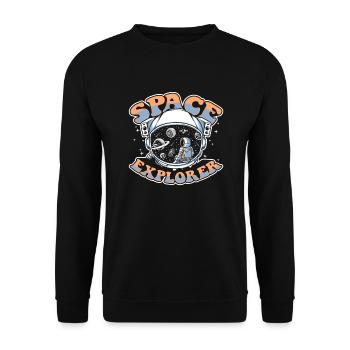 Space Explorer Kosmonaut Raumschiff Taikonaut - Unisex Pullover - Schwarz - Vorne - Alina (178cm) & Michal (187cm)