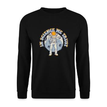 In Science We Trust Spaceship Taikonaut - Unisex Sweatshirt - black - Front - Alina (178cm) & Michal (187cm)