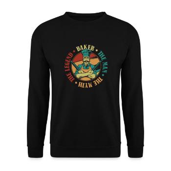 Baker L’homme Le mythe La boulangerie Legend - Sweat-shirt Unisexe - noir - Devant - Alina (178cm) & Michal (187cm)