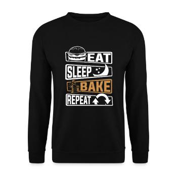 Manger dormir cuire répéter passe-temps boulangerie boulanger - Sweat-shirt Unisexe - noir - Devant - Alina (178cm) & Michal (187cm)