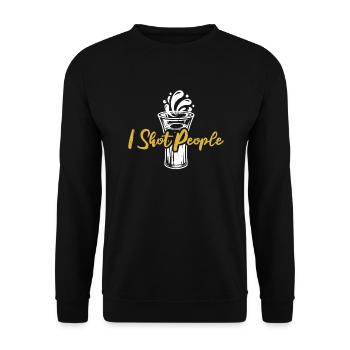 I Shot People Barmann Bartender Mixologist - Unisex Pullover - Schwarz - Vorne - Alina (178cm) & Michal (187cm)