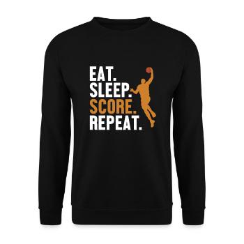 Eat Sleep Score Repeat Basketballer Basketballfan - Unisex Pullover - Schwarz - Vorne - Alina (178cm) & Michal (187cm)