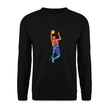 Basketballkorb Basketballspieler Basketballer - Unisex Pullover - Schwarz - Vorne - Alina (178cm) & Michal (187cm)