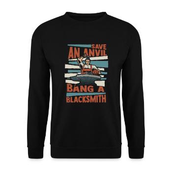 Save An Anvil Bang A Blacksmith Forging - Unisex Sweatshirt - black - Front - Alina (178cm) & Michal (187cm)