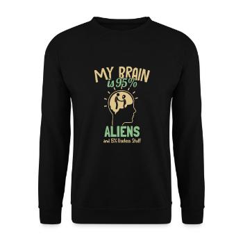 My Brain is 95% Aliens Ufo Conspiracy - Unisex Sweatshirt - black - Front - Alina (178cm) & Michal (187cm)