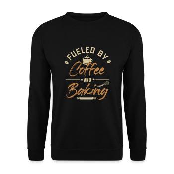 Alimenté par le café et la boulangerie Confiseur de boulangerie - Sweat-shirt Unisexe - noir - Devant - Alina (178cm) & Michal (187cm)