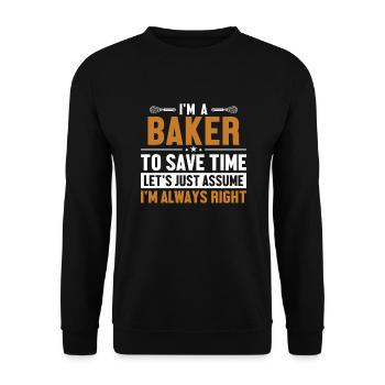 boulanger Supposons que j’aie raison Chef pâtissier Hobby Baker - Sweat-shirt Unisexe - noir - Devant - Alina (178cm) & Michal (187cm)