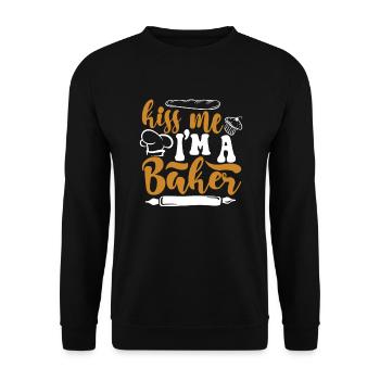 Embrasse-moi Je suis un boulanger Confiseur Hobby Baker Baker Bakery - Sweat-shirt Unisexe - noir - Devant - Alina (178cm) & Michal (187cm)