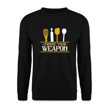 Choisissez votre arme Confiseur Hobby Boulangerie Boulangerie - Sweat-shirt Unisexe - noir - Devant - Alina (178cm) & Michal (187cm)