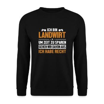 Landwirt hat immer Recht Bauer Landwirtschaft - Unisex Pullover - Schwarz - Vorne - Alina (178cm) & Michal (187cm)