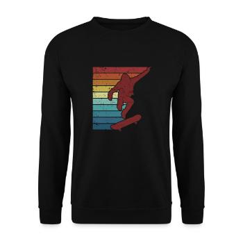 Retro Skatergirl Skaterboy Skatepark Skater - Unisex Pullover - Schwarz - Vorne - Alina (178cm) & Michal (187cm)