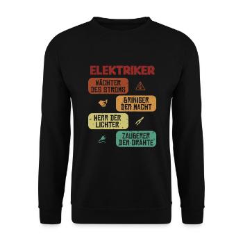Wächter Bringer Herr Zauberer Elektrotechniker - Unisex Pullover - Schwarz - Vorne - Alina (178cm) & Michal (187cm)
