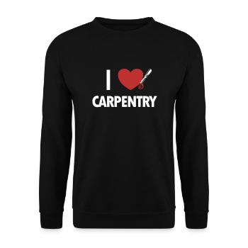 I love Carpentry Tischler Holztechniker Schreiner - Unisex Pullover - Schwarz - Vorne - Alina (178cm) & Michal (187cm)