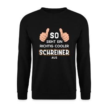 So sieht ein cooler Schreiner aus Schreiner - Unisex Pullover - Schwarz - Vorne - Alina (178cm) & Michal (187cm)