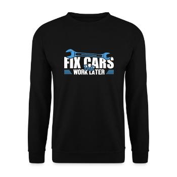 Fix Cars First Work Later Mechatronics Technician Automotive - Unisex Sweatshirt - black - Front - Alina (178cm) & Michal (187cm)