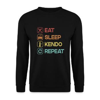 Eat Sleep Kendo Repeat Kenjutsu Kata Shinai - Unisex Sweatshirt - black - Front - Alina (178cm) & Michal (187cm)