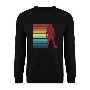 Retro Fußballgott Fußballspieler Fußballprofi - Unisex Pullover - Schwarz - Vorne - Alina (178cm) & Michal (187cm)