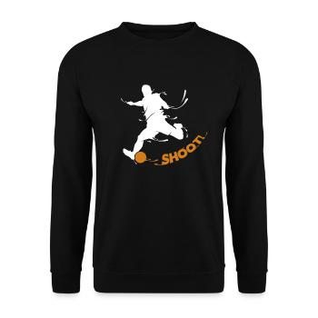 Shoot Fußballgott Fußballspieler Fußballprofi - Unisex Pullover - Schwarz - Vorne - Alina (178cm) & Michal (187cm)