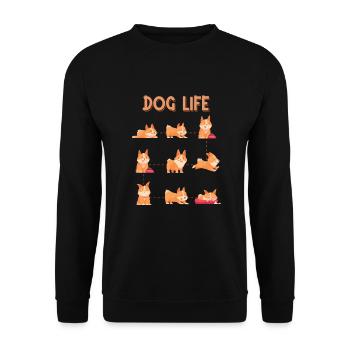 Dog Life Four-legged Wauwau male Welsh Corgi - Unisex Sweatshirt - black - Front - Alina (178cm) & Michal (187cm)