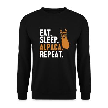 Eat Sleep Alpaca Repeat Huacaya Pako Llama Alpaca - Unisex Sweatshirt - black - Front - Alina (178cm) & Michal (187cm)