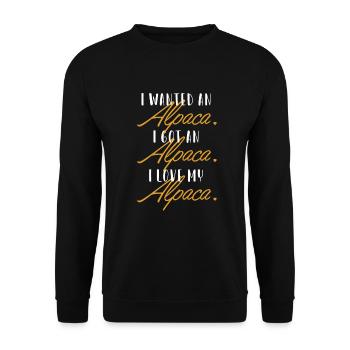 I love my Alpaca Huacaya Pako Llama Alpaca Breeder - Unisex Sweatshirt - black - Front - Alina (178cm) & Michal (187cm)