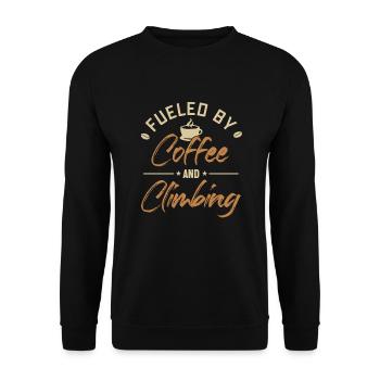 Alimenté par le café et l’escalade du Bouldern Kraxler - Sweat-shirt Unisexe - noir - Devant - Alina (178cm) & Michal (187cm)