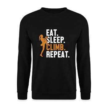 Eat Sleep Climb Repeat Bouldering Speed Climbing - Unisex Sweatshirt - black - Front - Alina (178cm) & Michal (187cm)