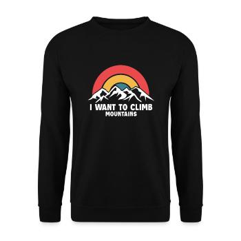 I Want To Climb Mountains Alpinklettern Kraxler - Unisex Pullover - Schwarz - Vorne - Alina (178cm) & Michal (187cm)