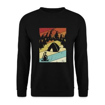 Retro Campsite Tents Glamping Camper Camping - Unisex Sweatshirt - black - Front - Alina (178cm) & Michal (187cm)