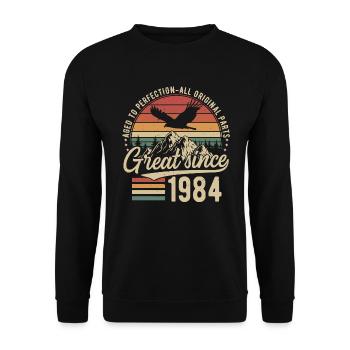 Great Since 1984 Vintage Vintage Birthday - Unisex Sweatshirt - black - Front - Alina (178cm) & Michal (187cm)