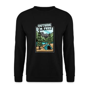 Outside I'm Free Campsite Tents Glamping - Unisex Sweatshirt - black - Front - Alina (178cm) & Michal (187cm)