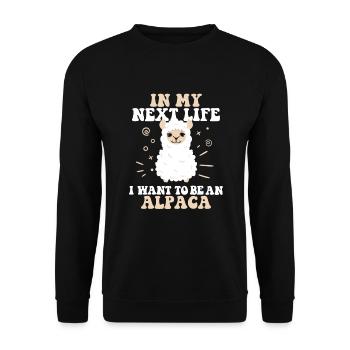 In My Next Life I Want To Be An Alpaca Huacaya - Unisex Sweatshirt - black - Front - Alina (178cm) & Michal (187cm)
