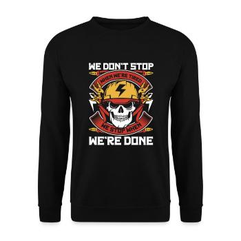 Electrician Stop When We're Done Elektrotechniker - Unisex Sweatshirt - black - Front - Alina (178cm) & Michal (187cm)
