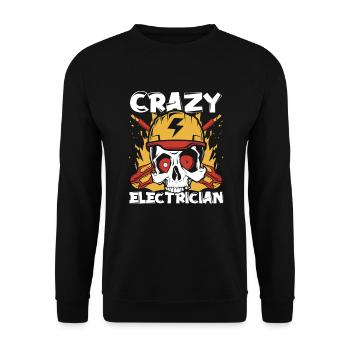 Crazy Electrician Electronics Technician - Unisex Sweatshirt - black - Front - Alina (178cm) & Michal (187cm)