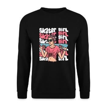 Skater Girl Skaterboy Skatepark Skatergirl Skater - Unisex Pullover - Schwarz - Vorne - Alina (178cm) & Michal (187cm)