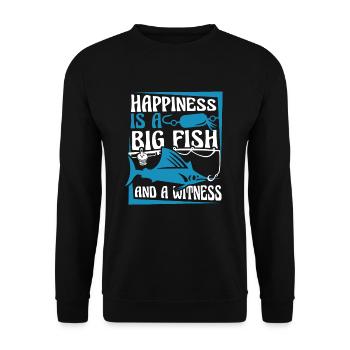 Le bonheur est un gros poisson et un témoin - Sweat-shirt Unisexe - noir - Devant - Alina (178cm) & Michal (187cm)