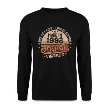 1992 Vintage Born 1992 Vintage Anniversary Gift - Unisex Sweatshirt - black - Front - Alina (178cm) & Michal (187cm)
