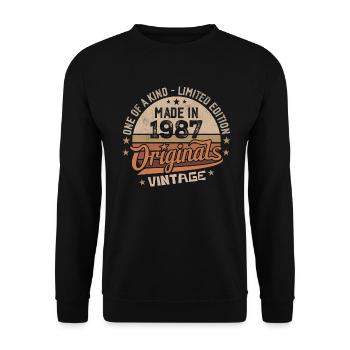 1987 Vintage Born 1987 Vintage Anniversary Gift - Unisex Sweatshirt - black - Front - Alina (178cm) & Michal (187cm)