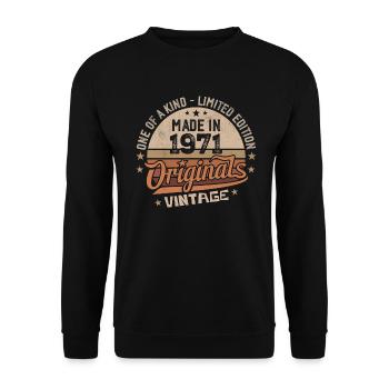 1971 Vintage Né 1971 Vintage Cadeau Anniversaire - Sweat-shirt Unisexe - noir - Devant - Alina (178cm) & Michal (187cm)
