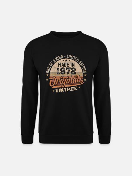 1972 Vintage Né 1972 Vintage Cadeau Anniversaire - Sweat-shirt Unisexe - noir