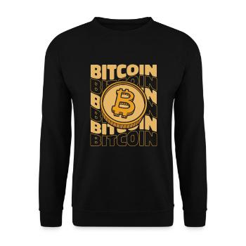 Bitcoin Text Crypto Kryptowährung Blockchain - Unisex Pullover - Schwarz - Vorne - Alina (178cm) & Michal (187cm)